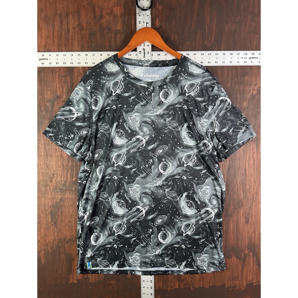 Chubbies The Cosmic Land AOP Ultimate Performance‎ T-Shirt Black White Men's XL